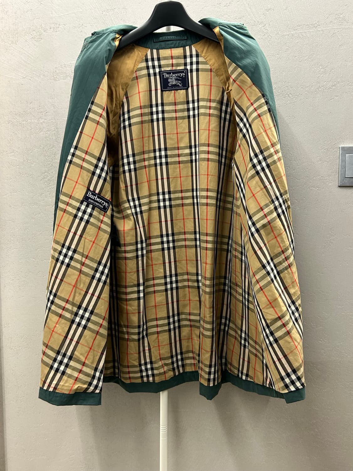 버버리 코튼 롱 코트 에메랄드 그린 상품이미지4