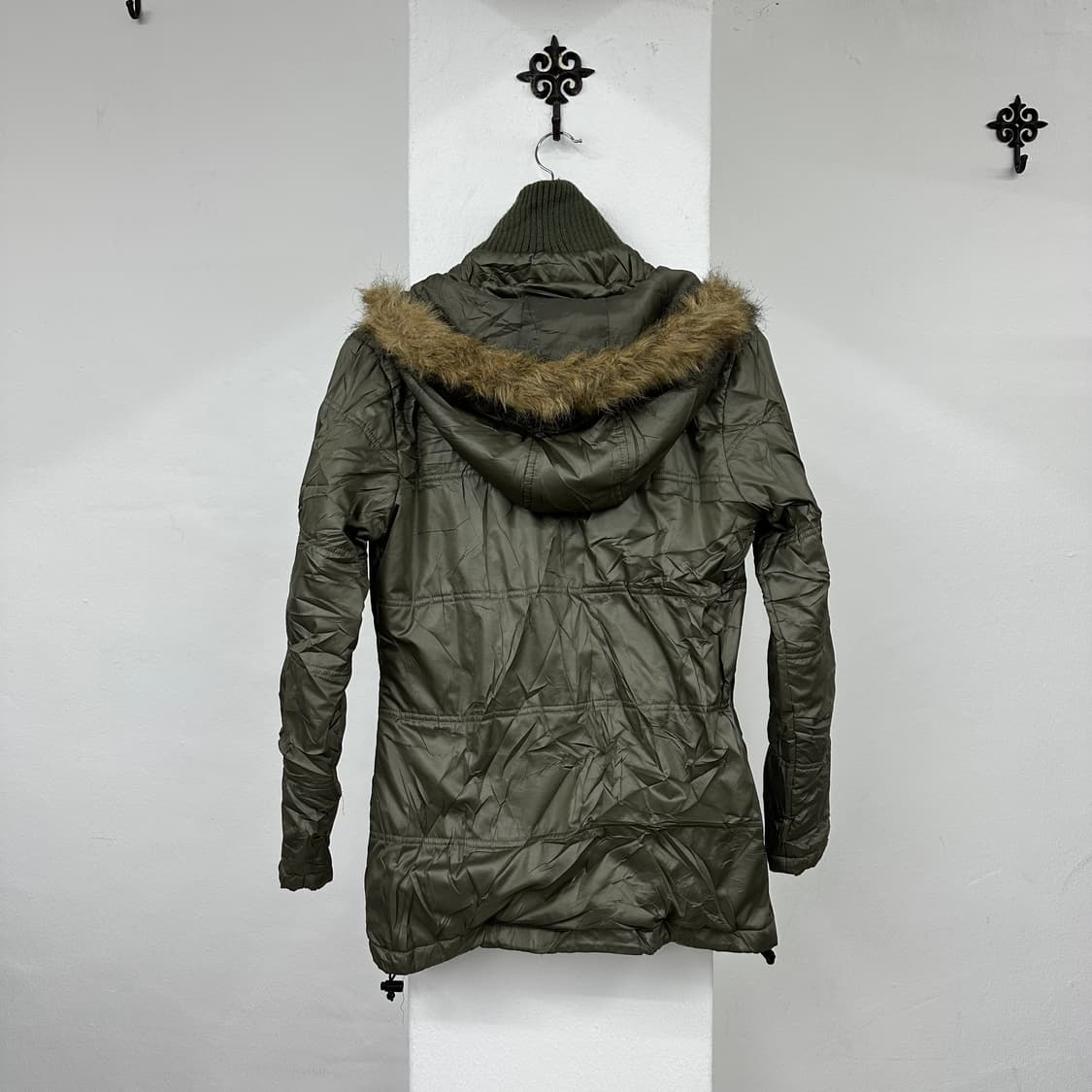 Khaki double fur down jacket 상품이미지2