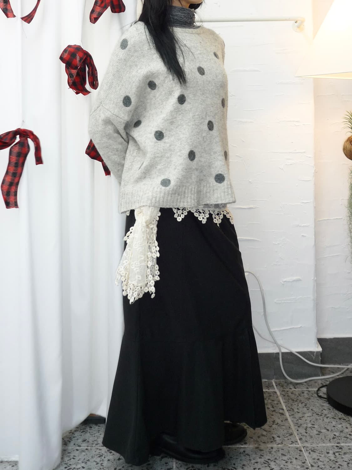 dot pattern back buttons knit 상품이미지5