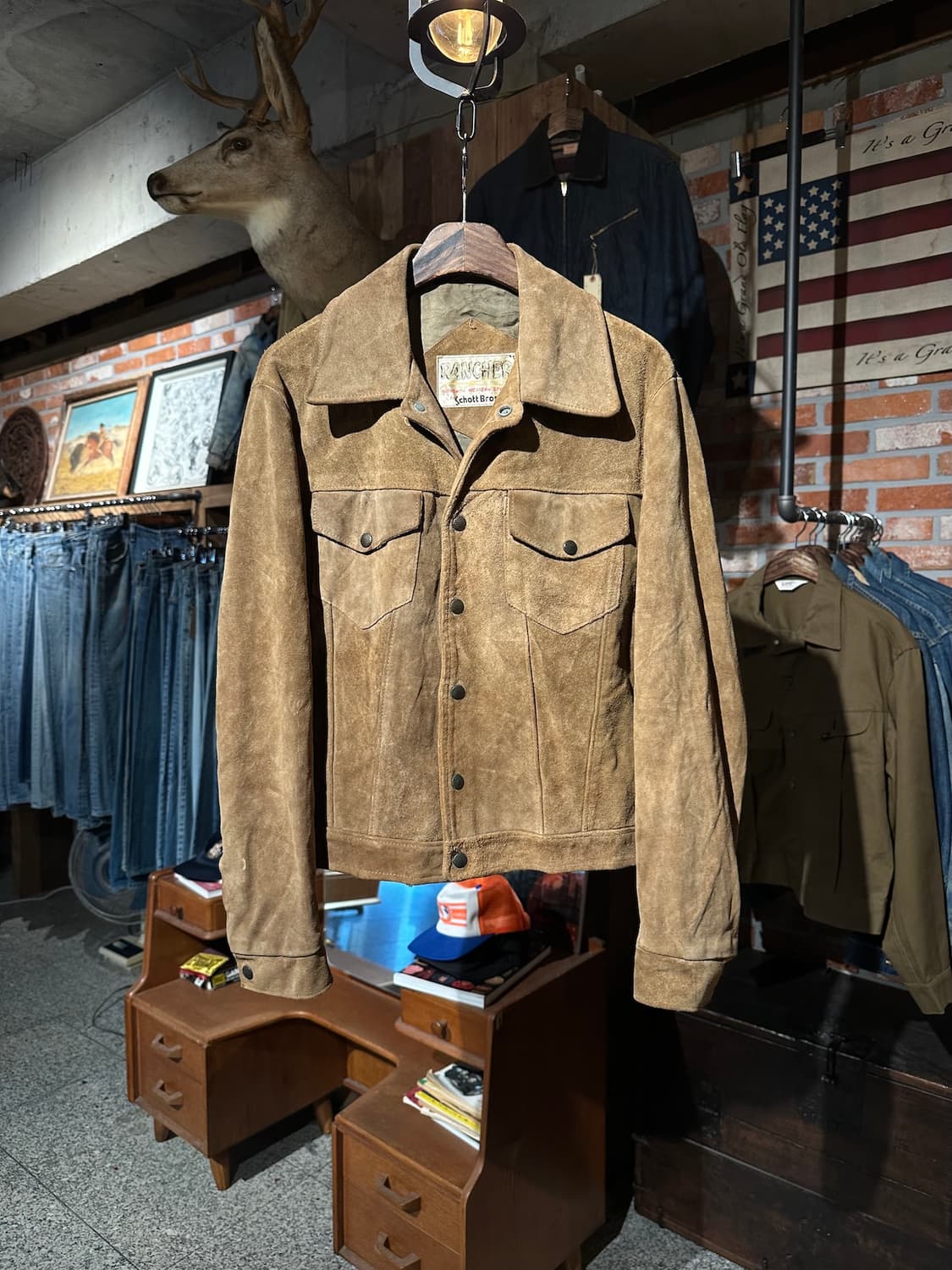 70s USA Schott 빈티지 쇼트 3세대 스웨이드 트러커 자켓 상품이미지1