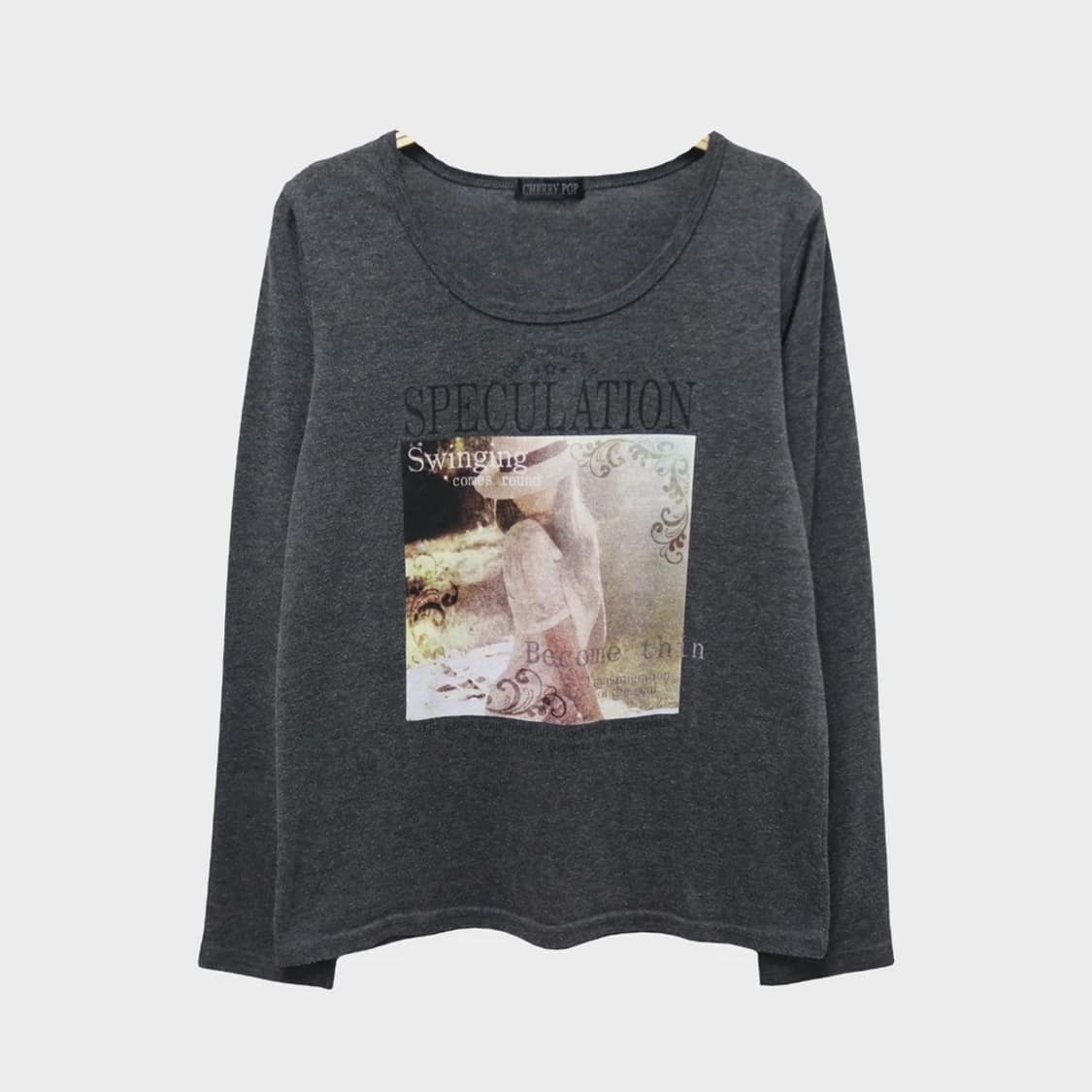 체리팝 크랙 프린팅 유넥 긴팔 티셔츠 63460 상품이미지1