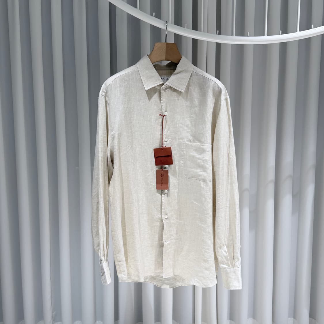 (S/XL,54) / 로로피아나 아이보리 린넨 셔츠 반바지 셋업 상품이미지2