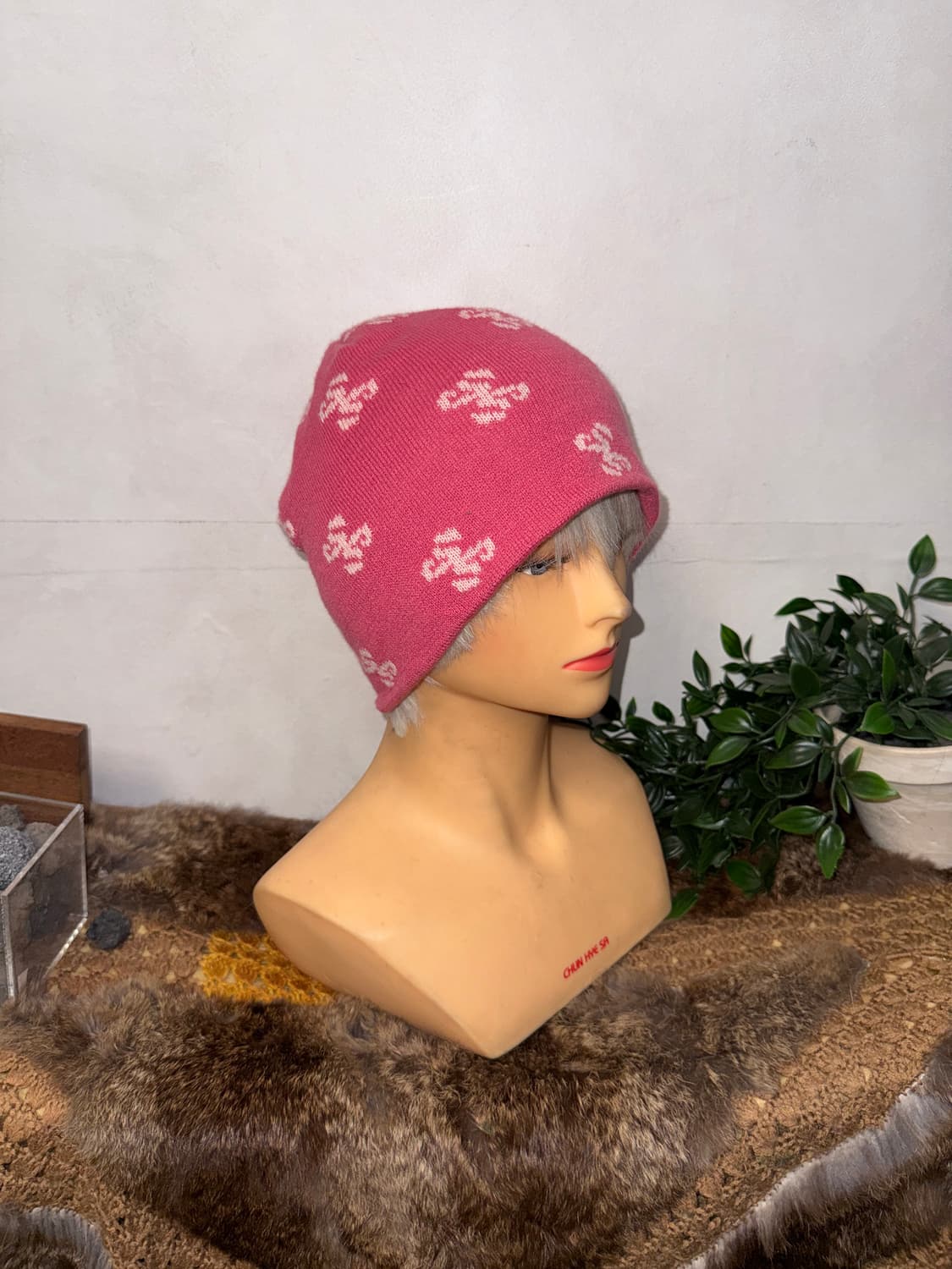 Sinoon monogram jacquard beanie pink 상품이미지4
