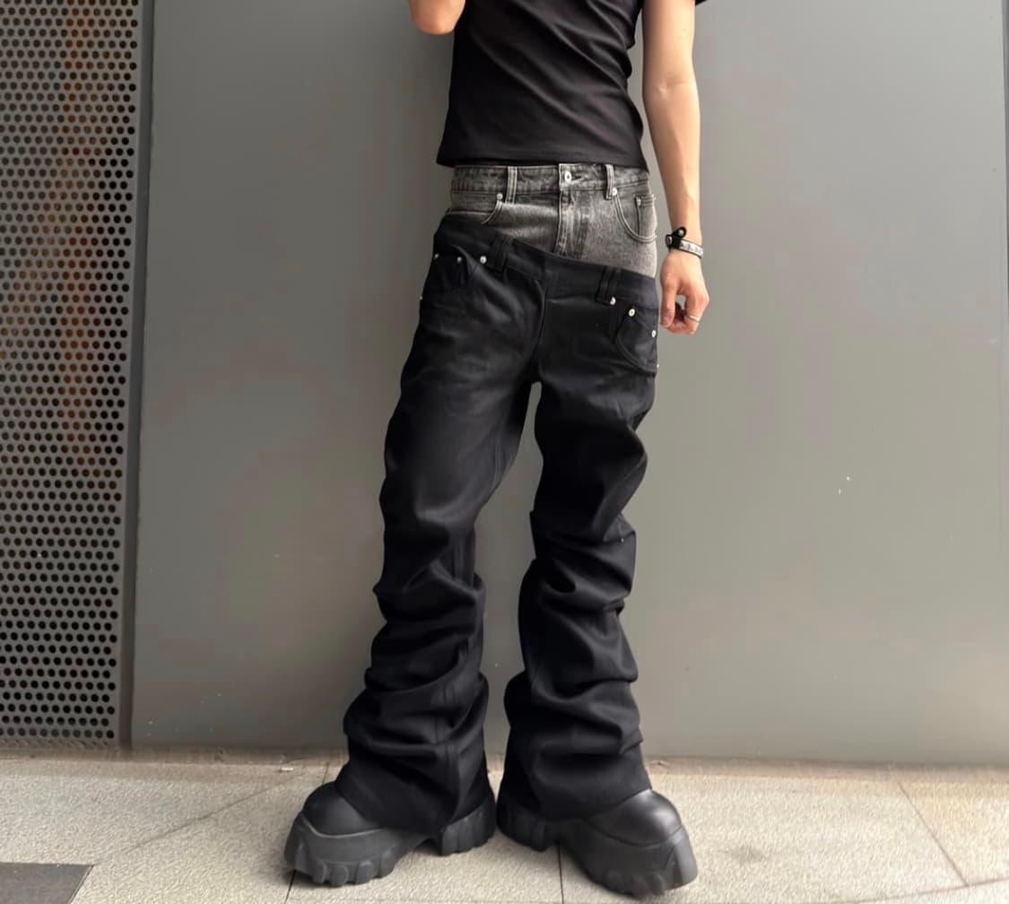 Two Tone Layered Bootcut Jeans 상품이미지1