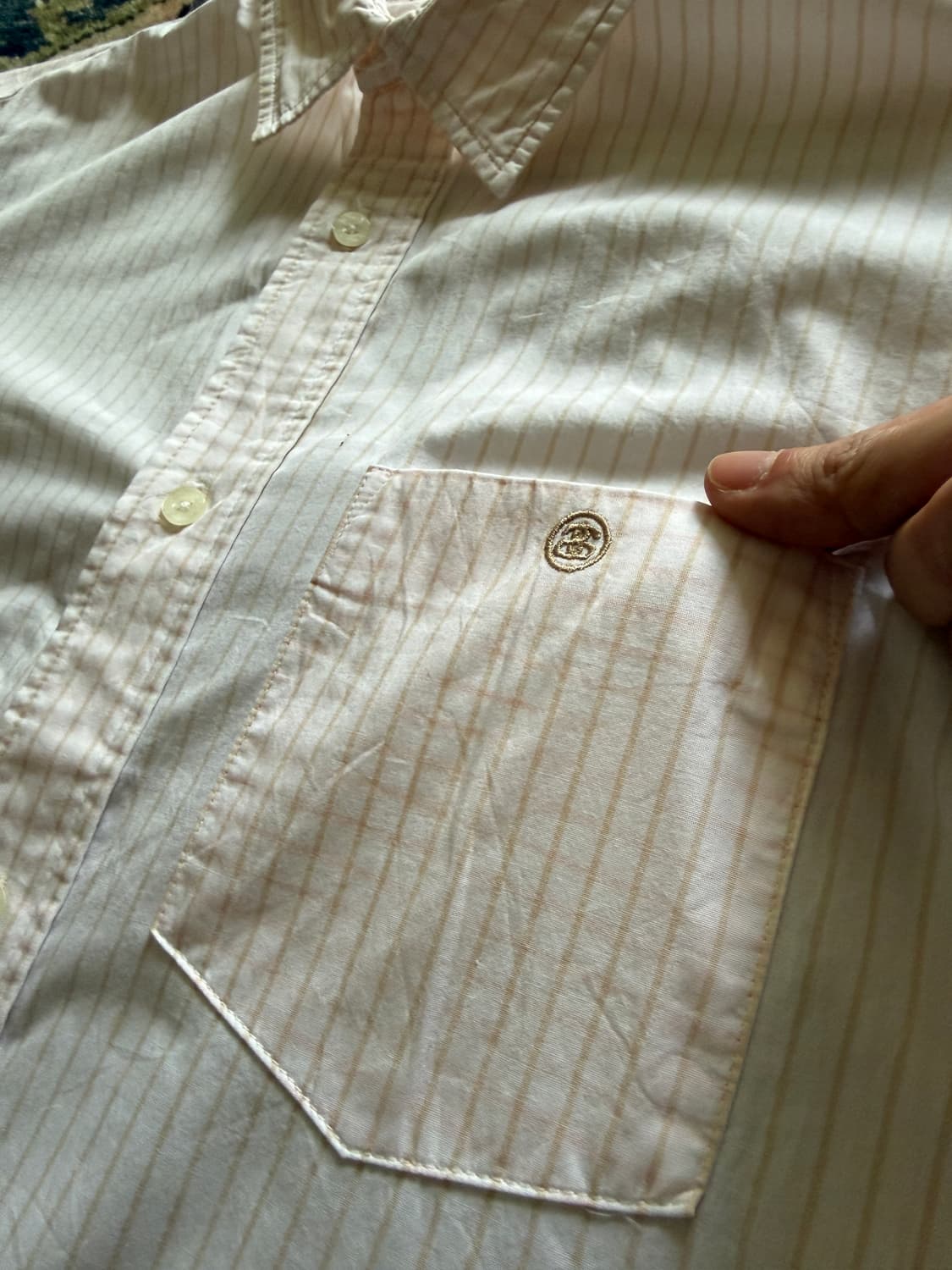 90s USA Stussy strip & check shirt  상품이미지4