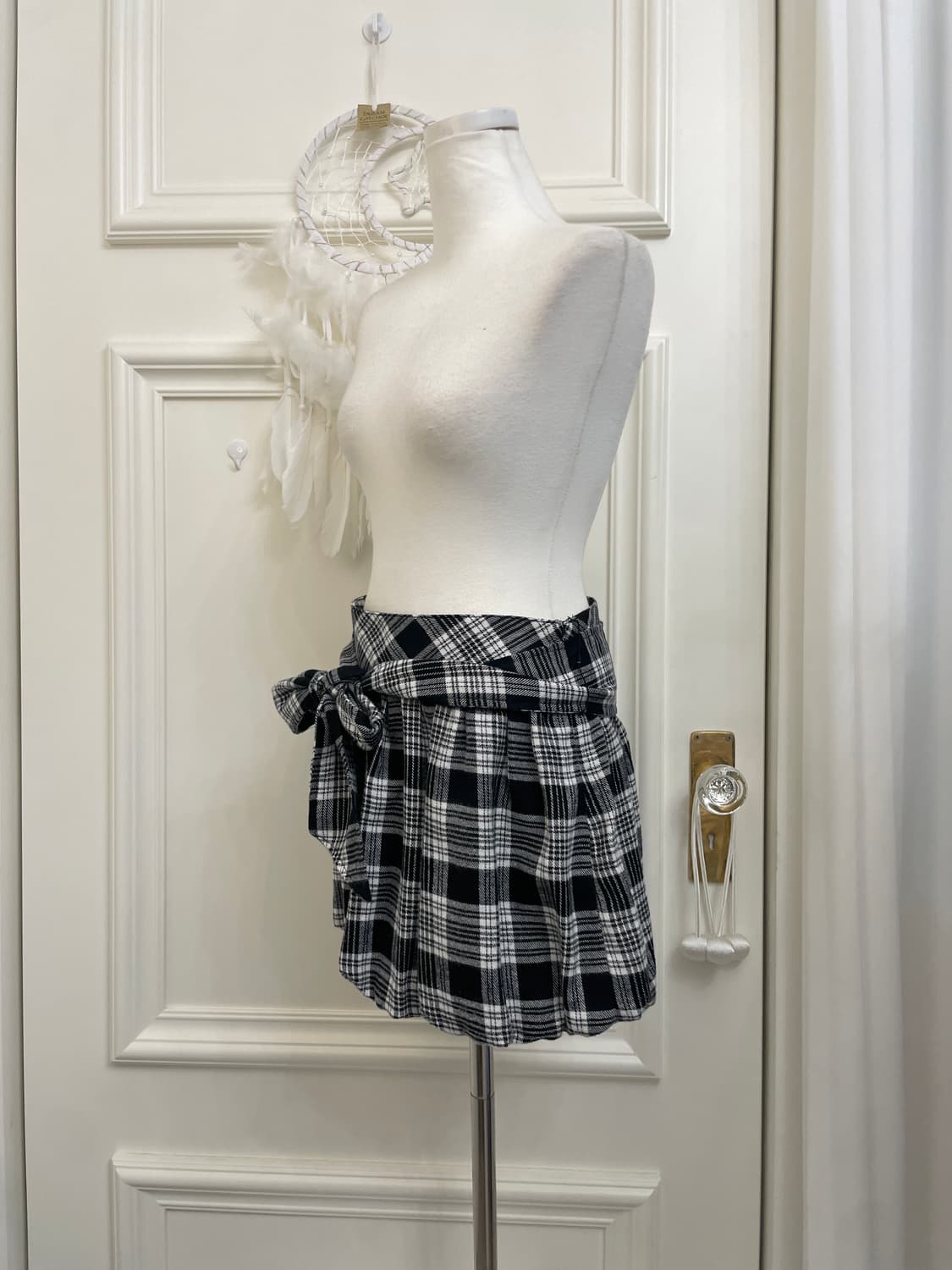 black&white check bow point lovely mini 상품이미지2
