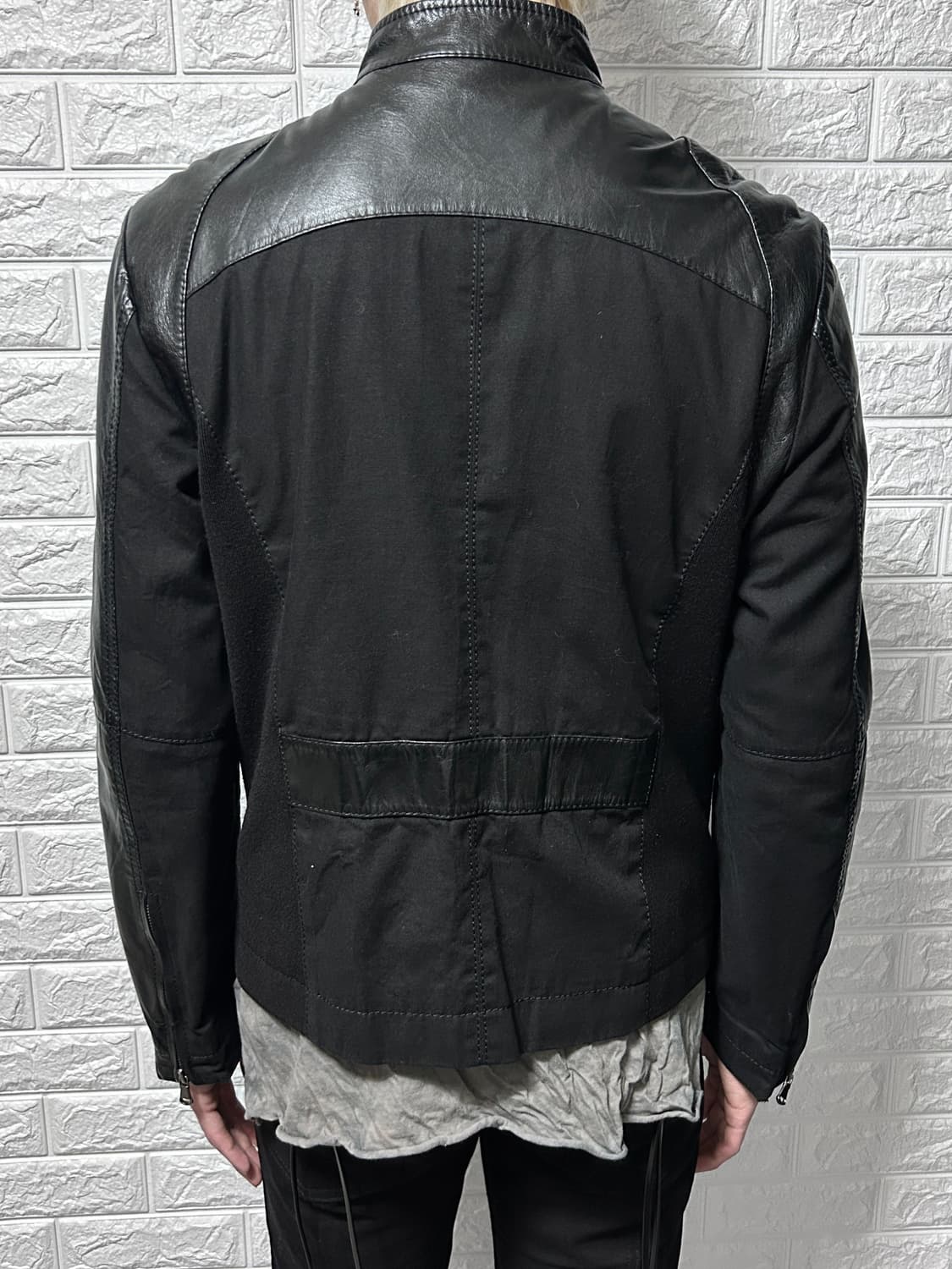 래노마 믹스드 판넬 램스킨 자켓 상품이미지3