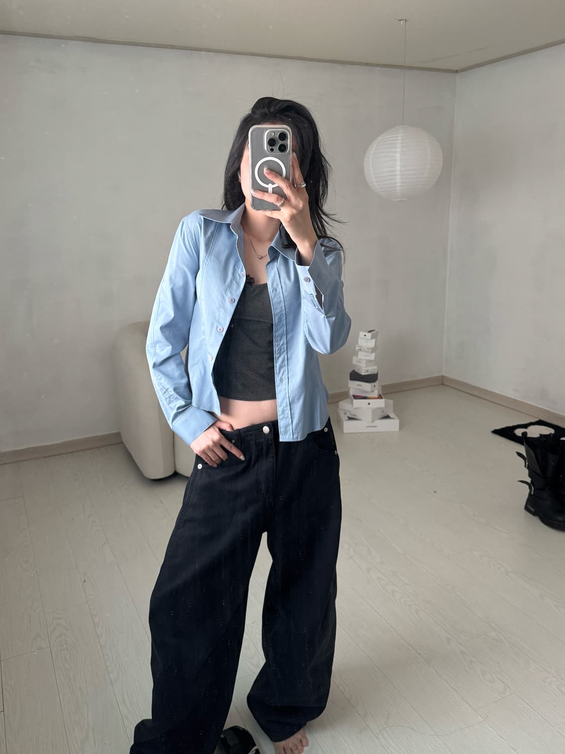 크롭 셔츠 상품이미지3