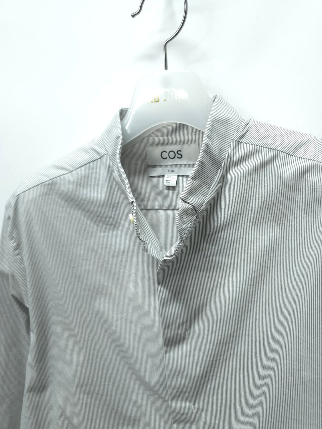 COS 코스 남성 밴드 카라 스트라이프 7부 셔츠 (100) 상품이미지7