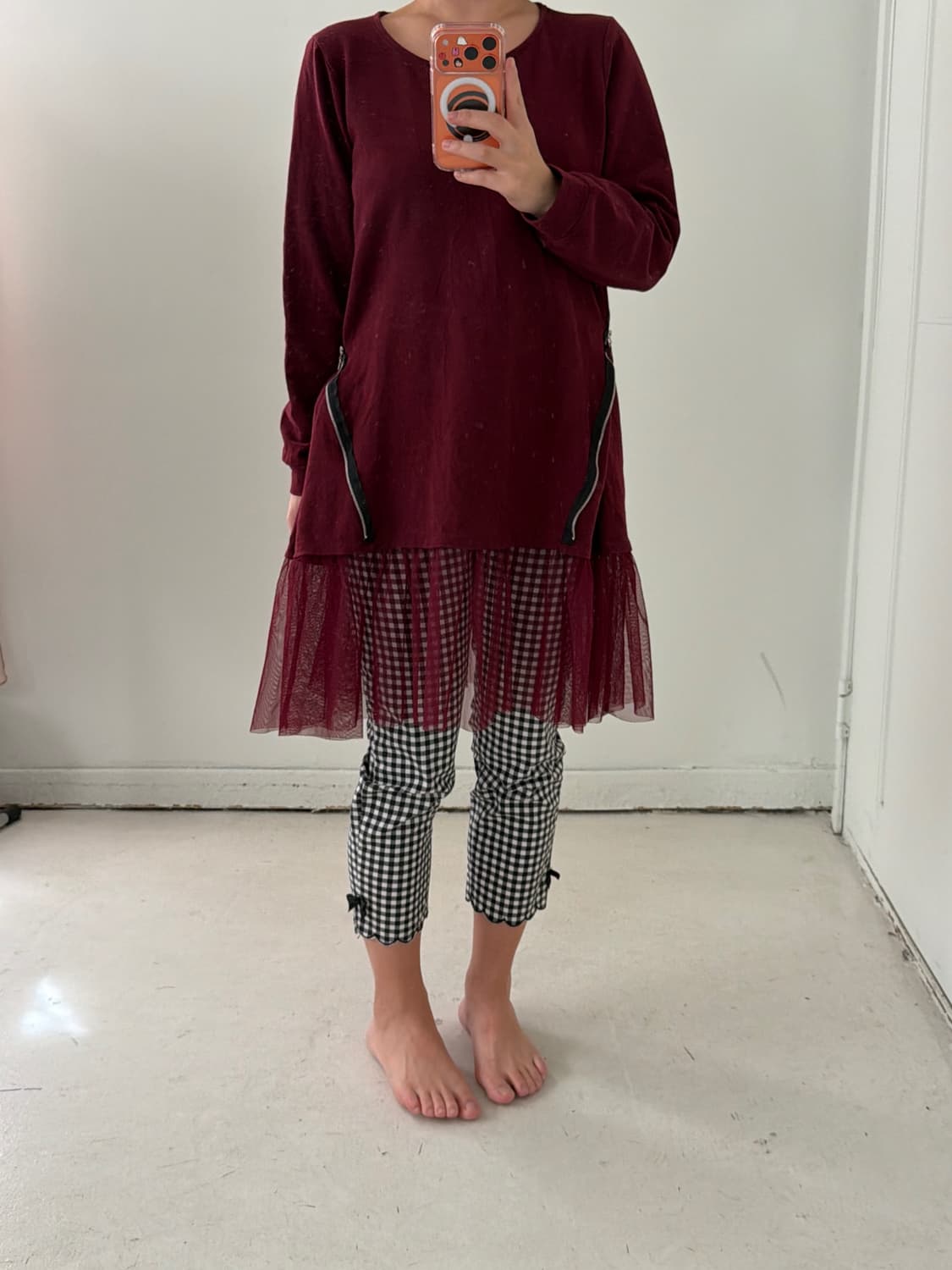 일본빈티지 언발 지퍼 튤 레이어드원피스 상품이미지1