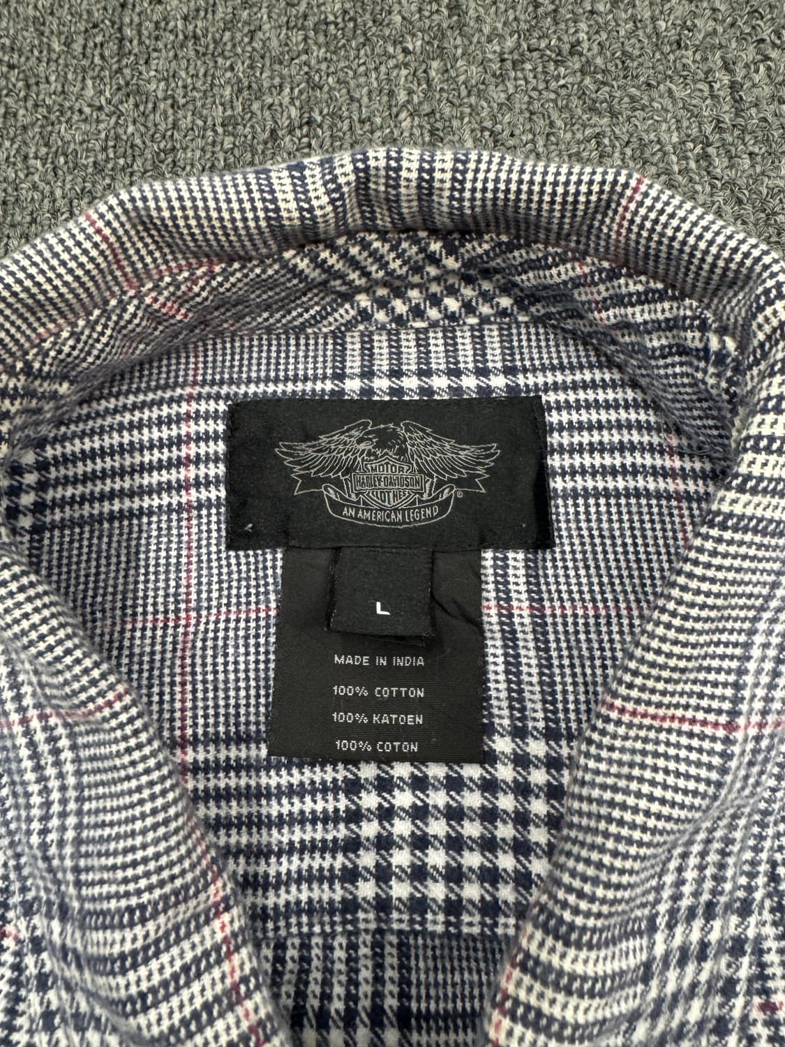 L)할리데이비슨 빈티지 후면 러버 프린팅 체크 긴팔셔츠 상품이미지5