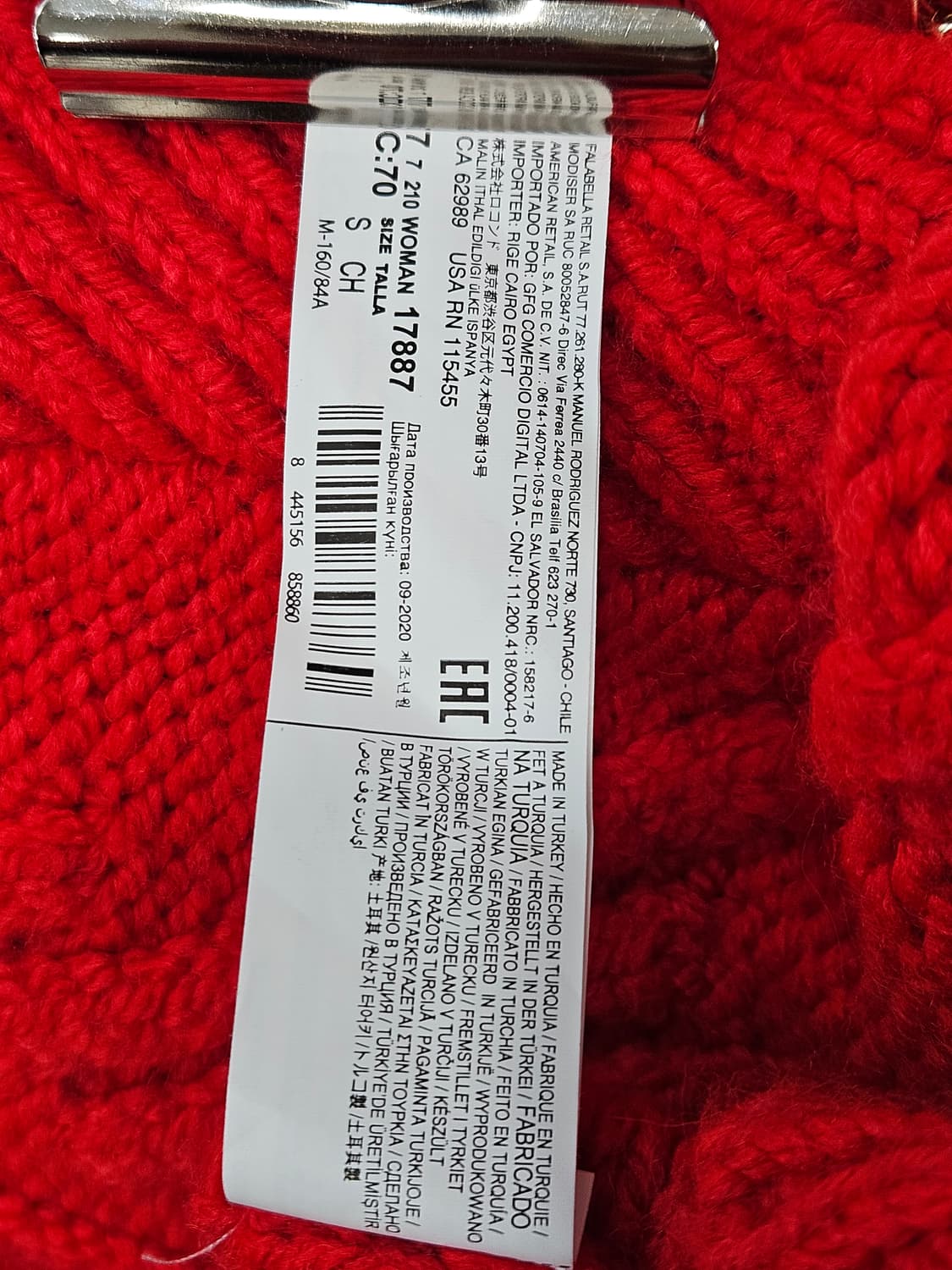 망고(MNG  Mango) 빨간색 케이블 니트 S 상품이미지5