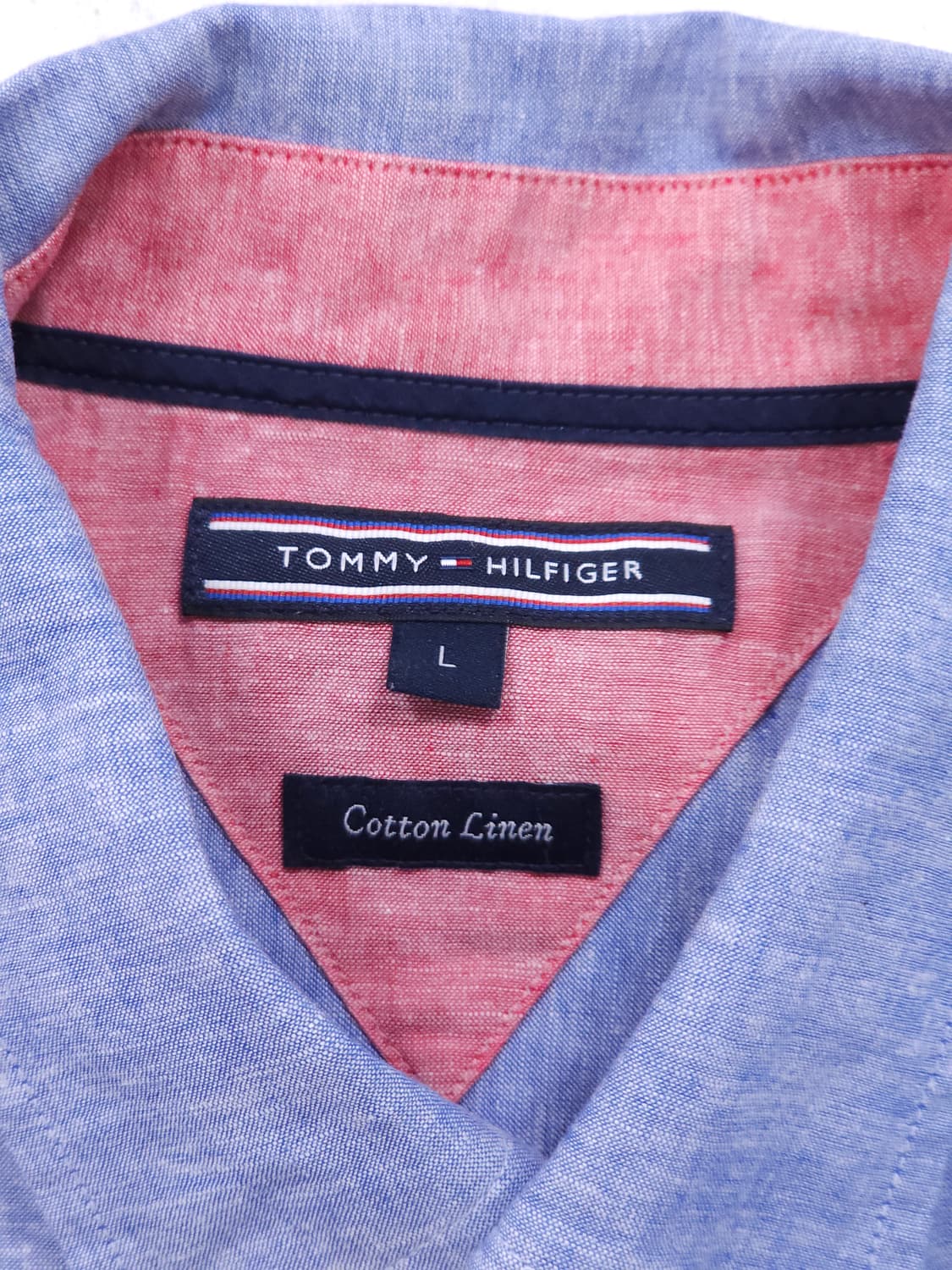 [L] 타미힐피거 라이트 블루 코튼 린넨 버튼다운 셔츠 상품이미지4