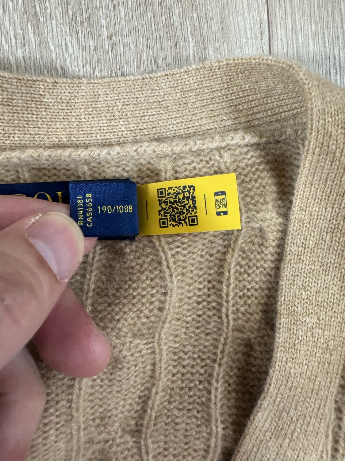 2XL 폴로 랄프로렌 울캐시미어 케이블 니트 꽈배기 가디건 베이지 상품이미지3