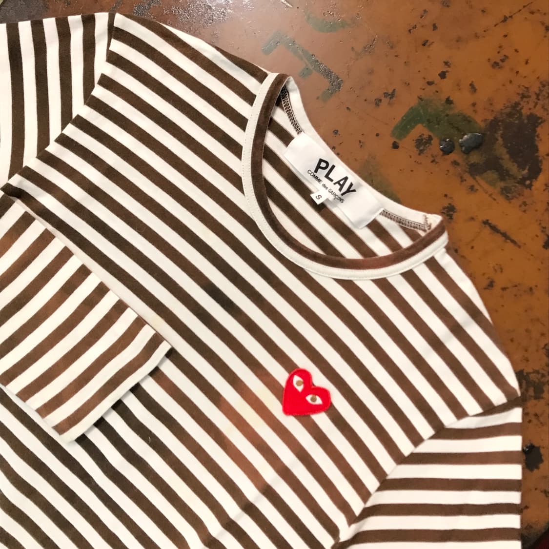 꼼데가르송 브라운 스트라이프 롱 슬리브 여성 55 사이즈  상품이미지3