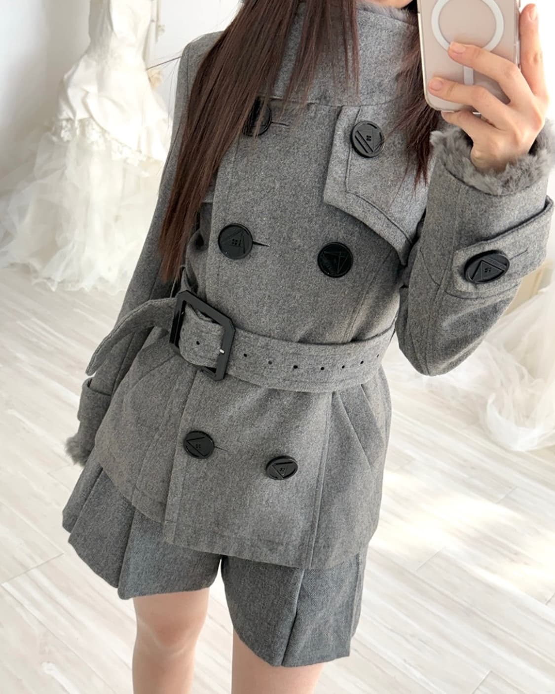 charcoal gray mini skirt-pants  상품이미지8