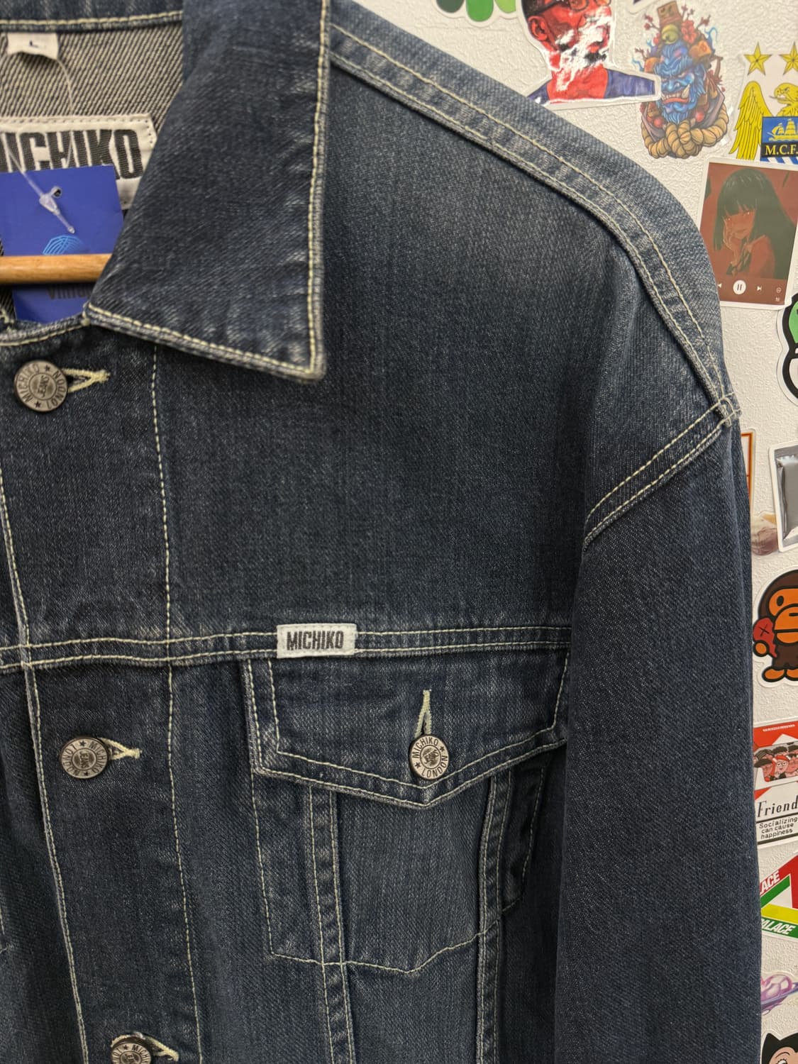 미치코 코시노 런던 90s 워싱 데님 청자켓 L 상품이미지5