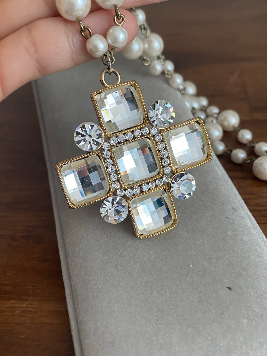 악세서리 큐빅펜던트 진주 목걸이 상품이미지3