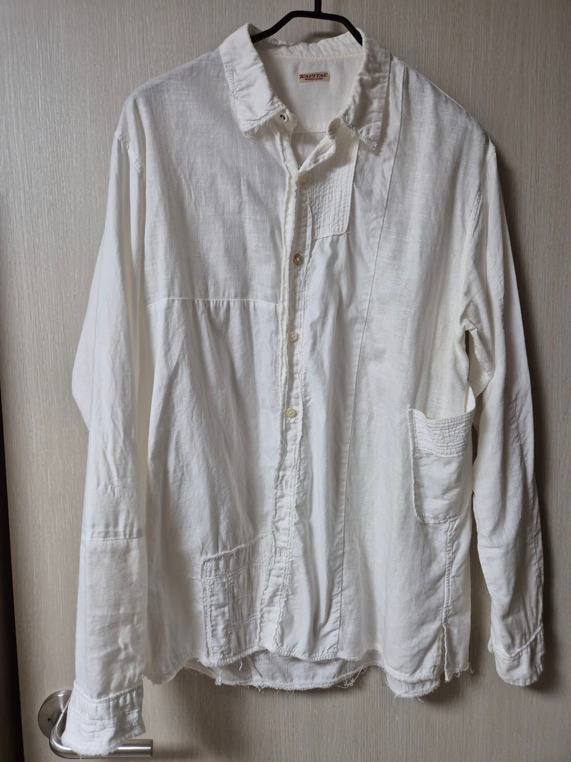 (정품) 캐피탈 패치워크 린넨 셔츠 남방 화이트 3 ( XL) 상품이미지1