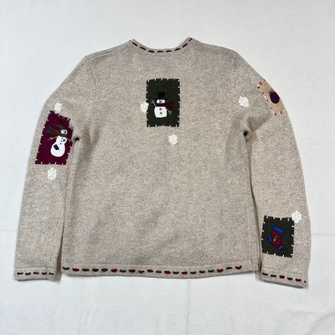 S) Croft & Barrow 앙고라 혼방 눈사람 자수 가디건 상품이미지8
