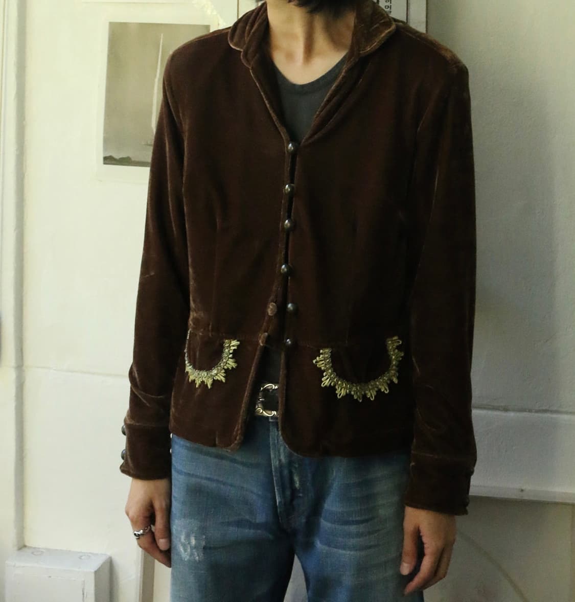 빈티지 브라운 벨벳 블레이저 자켓 상품이미지1