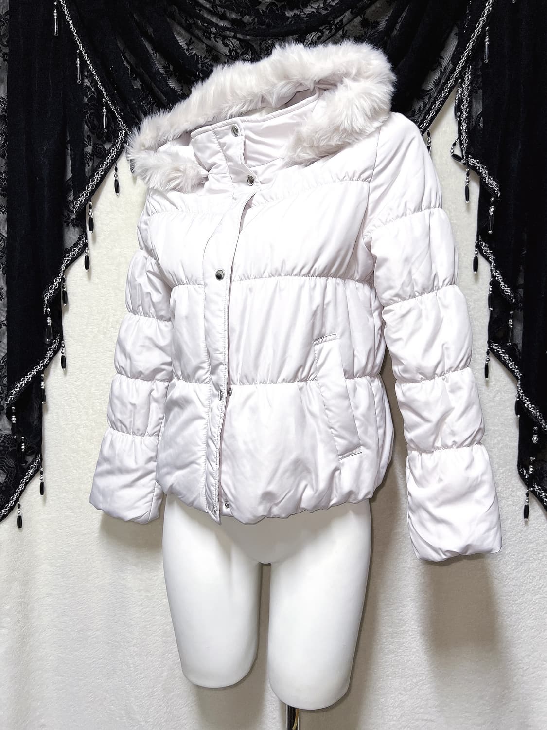 세실맥비 라벤더핑크 퍼후드 셔링 패딩 점퍼 로맨틱갸루 로걀 히메 러블리 상품이미지5