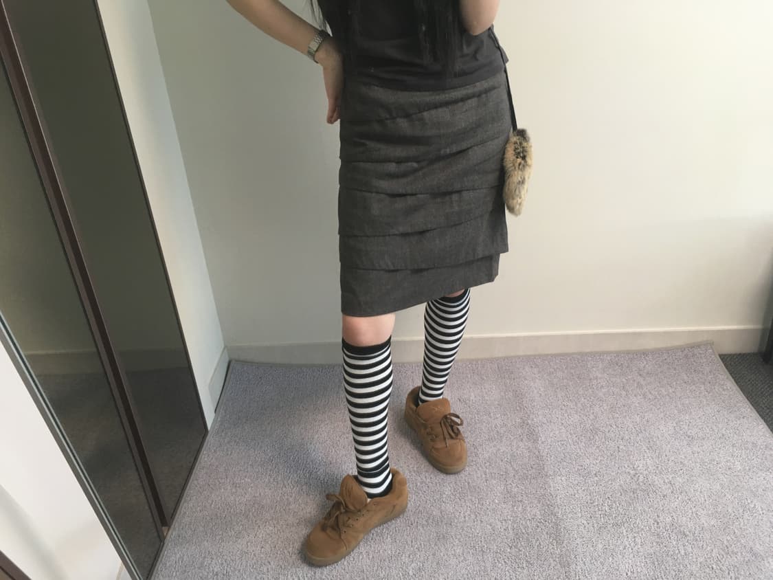 vintage tiered ruffle skirt charcoal 상품이미지2