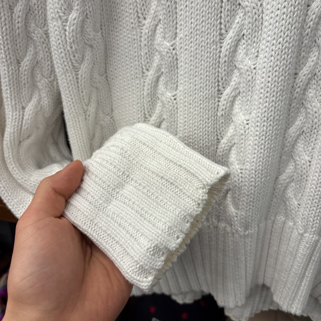 90s 폴로 랄프로렌 크레스트 케이블 코튼니트 크리켓 스웨터 N1166 상품이미지5