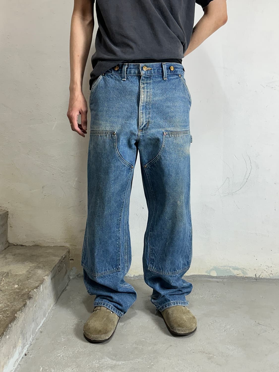 90's OG USA Made 칼하트 데님 더블니 칼하트 워크팬츠 썩블니 상품이미지3