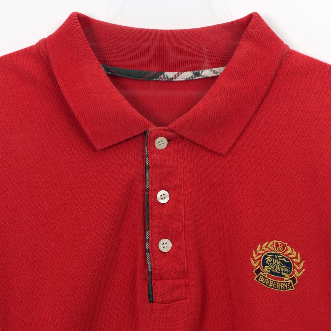 버버리 BURBERRY 90s 빈티지 자수 레드 pk셔츠 카라티셔츠 상품이미지2