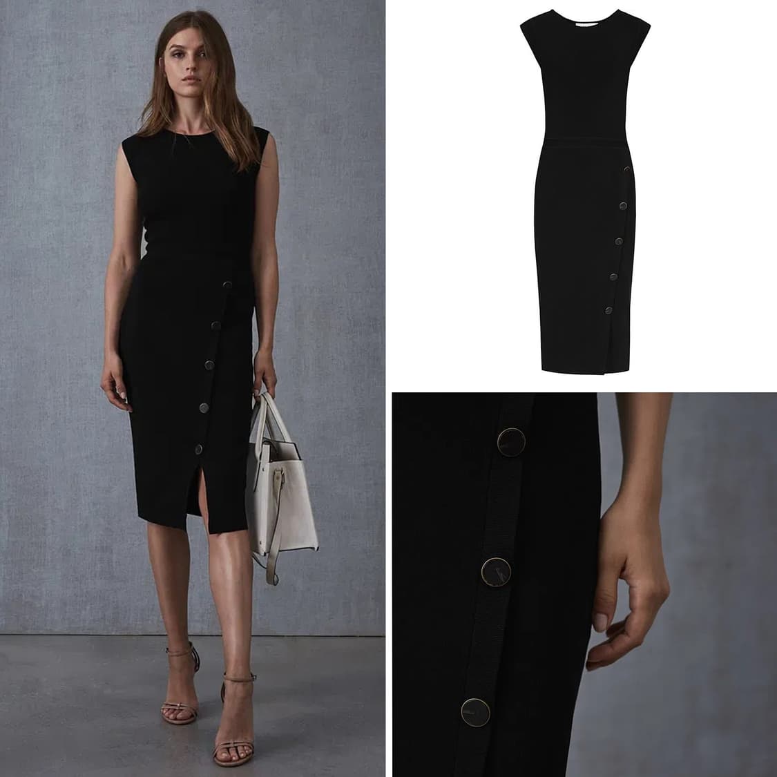 리스 REISS 버튼업 바디콘 니트 원피스 상품이미지2