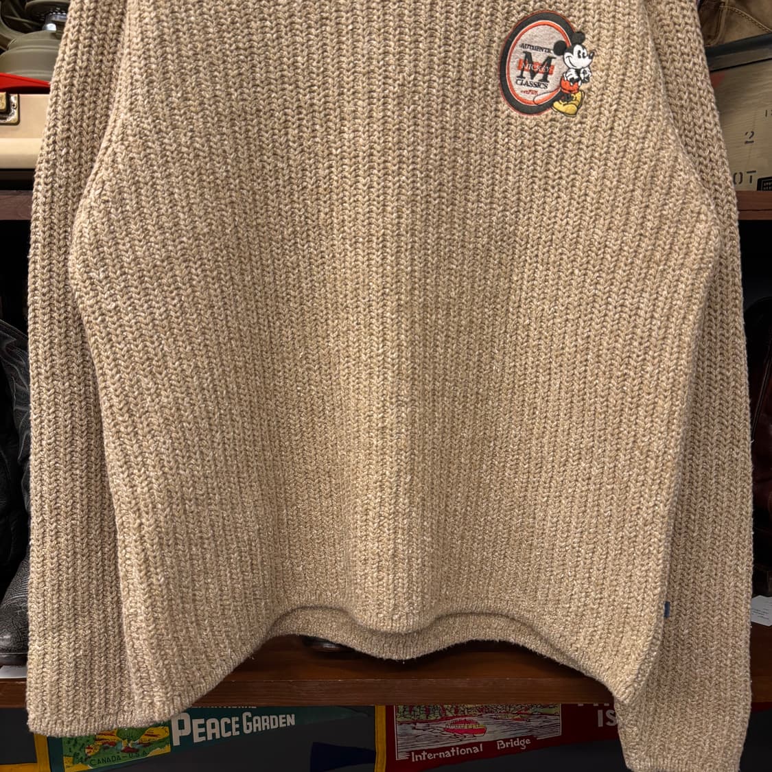 00s 디즈니 스토어 미키마우스 와펜 패치 헤비 울 짜임 빈티지 니트 상품이미지4