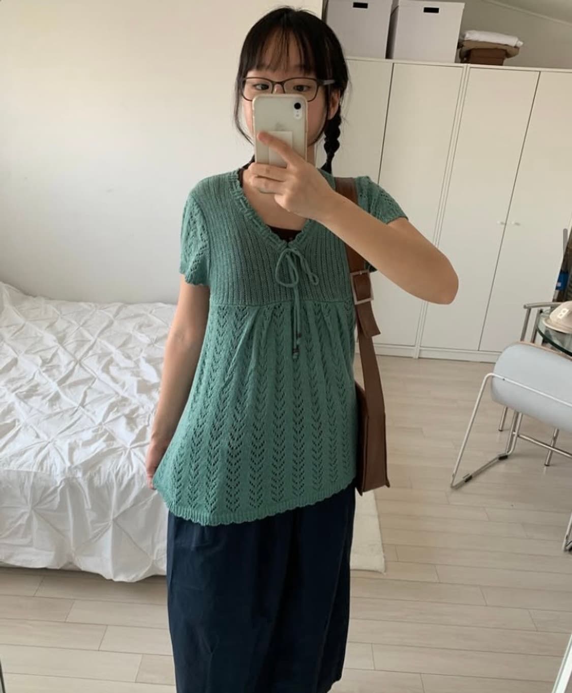 포실홈 청록 뜨개 니트 모리룩  상품이미지1