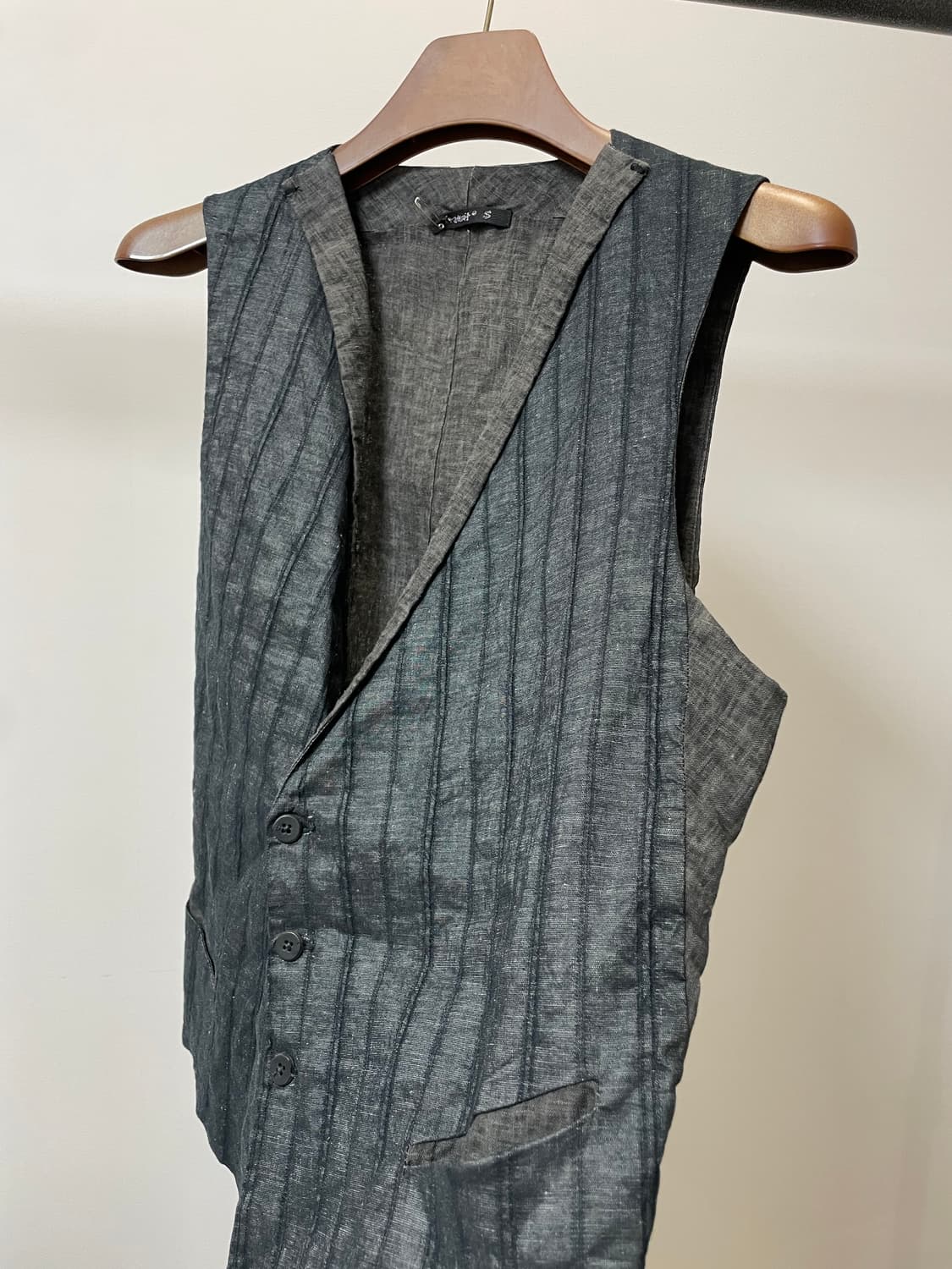 (S) Transit 트랜짓 스트라이프 투톤 린넨 코튼 베스트 상품이미지2