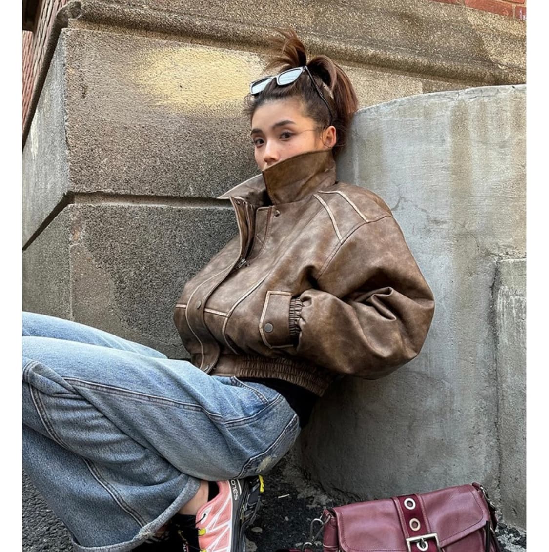 빈티지 스타일 가죽 자켓 상품이미지1