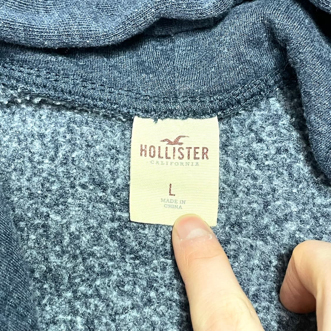 홀리스터 스펠로고 네이비 기모 후드티셔츠 남성L 상품이미지4