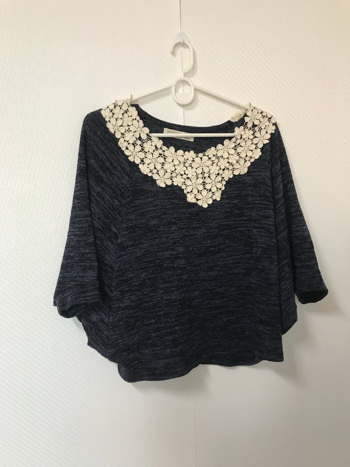 vintage navy over crochet knit top 상품이미지4