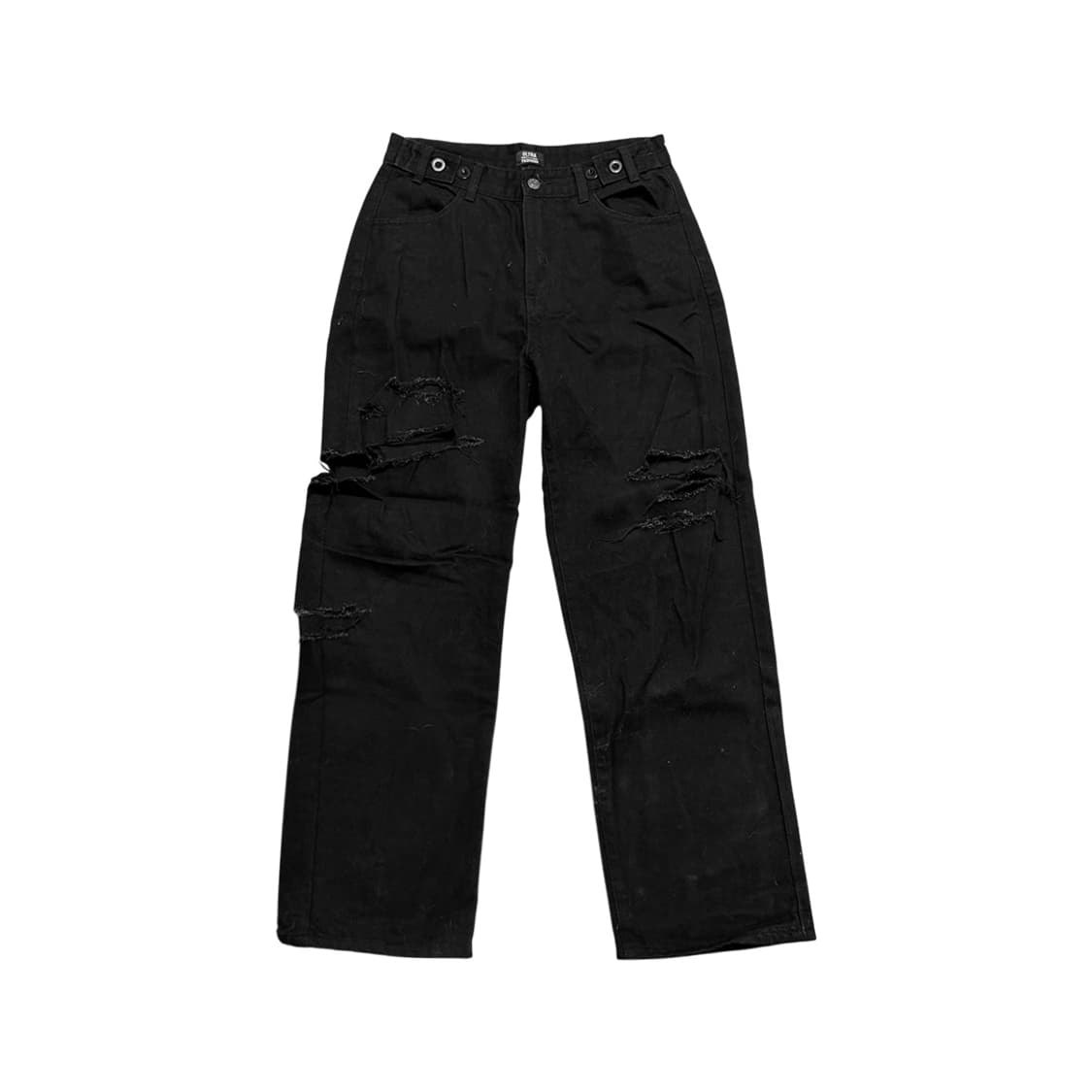 Vintage Semi-Wide Damage Denim Pants_Bla 상품이미지1