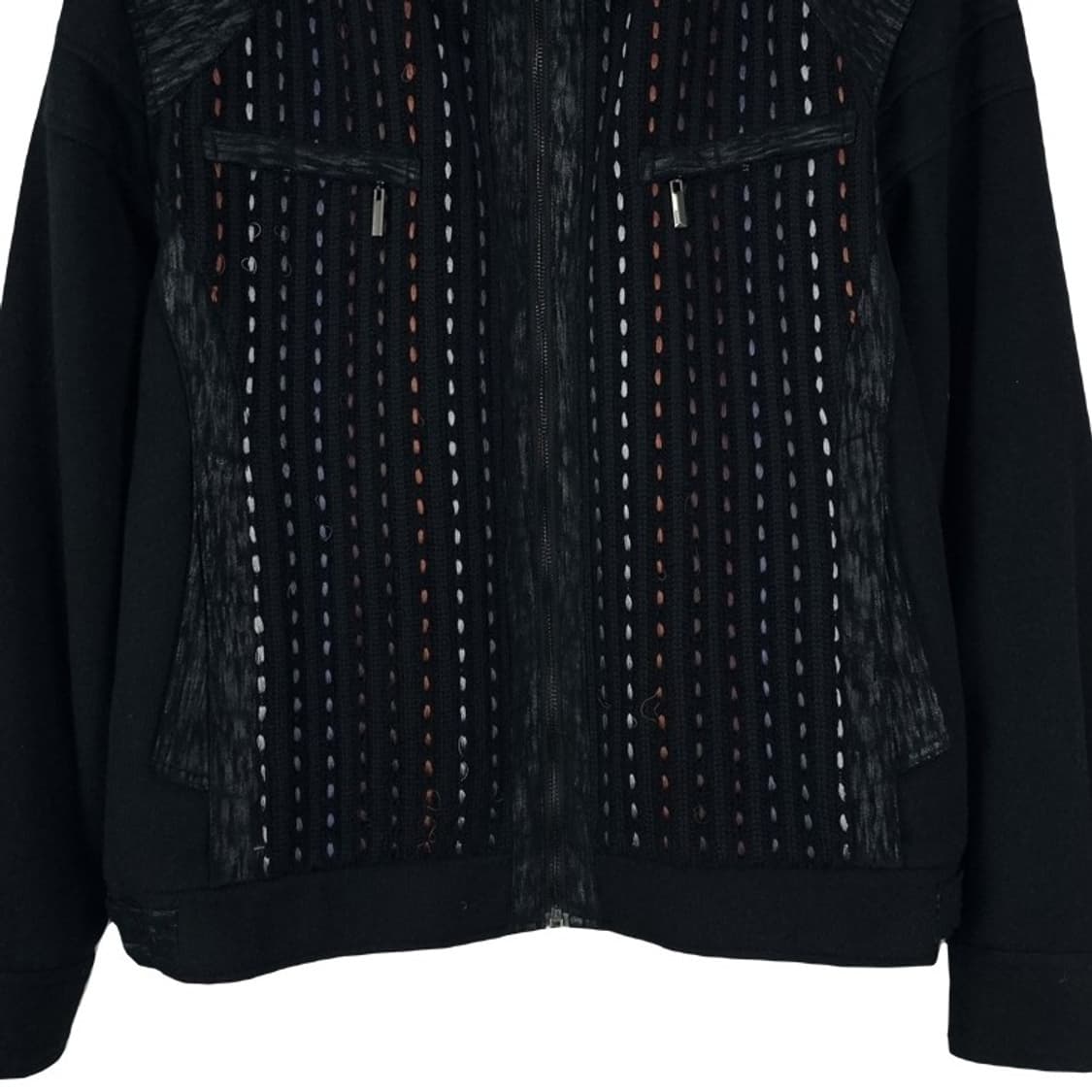 [레독스] 빈티지 패턴 니트 도킹 모직 자켓 블랙 M19107 상품이미지5