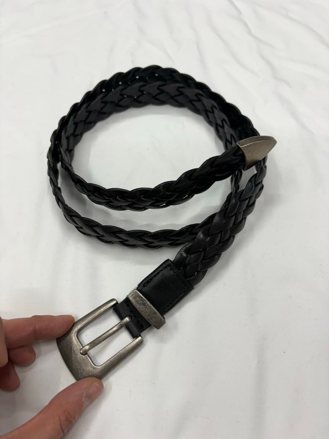 헤리티지 이탈리아 브레이디드 위빙 크롬 레더 벨트 상품이미지1