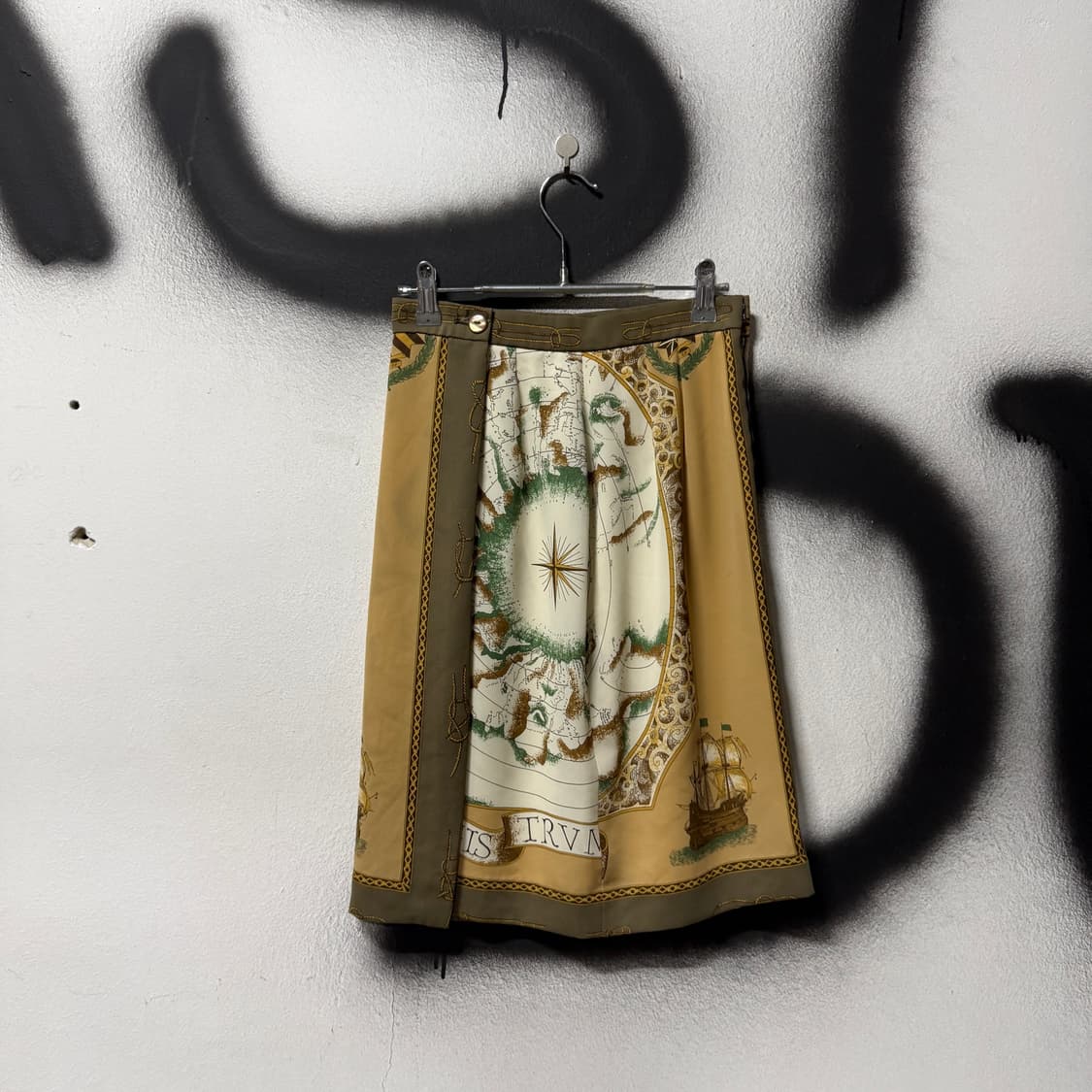 VTG 빈티지 브라운 앤티크 패턴 미디 랩 스커트 상품이미지2
