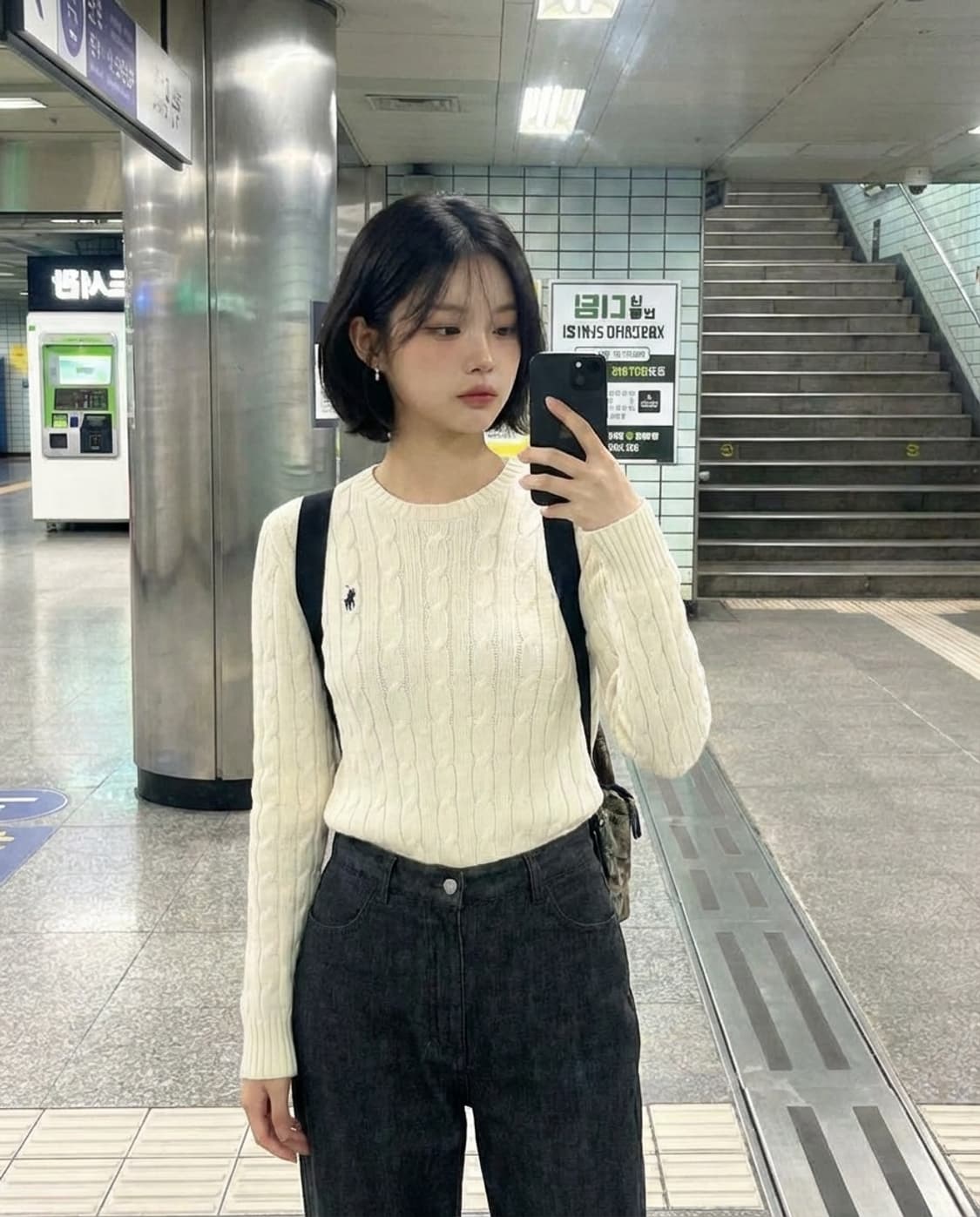 폴로 캐시미어 꽈배기 니트 상품이미지1