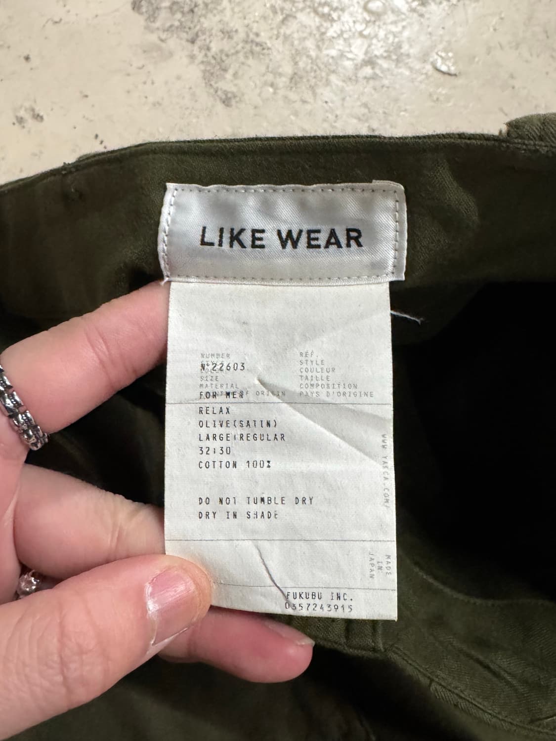 Yaeca Like wear 올리브 카키 퍼티그팬츠  상품이미지4