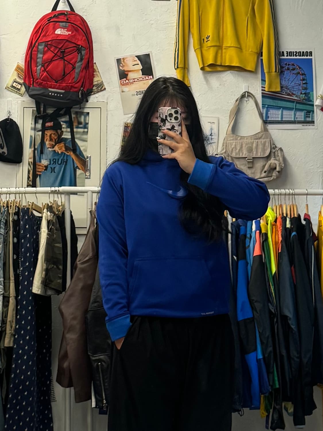 나이키 센터 로고 스우시 블루 스포츠 후드티 여성 XL 상품이미지1