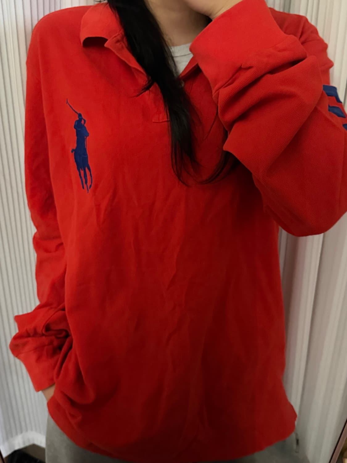 폴로 랄프로렌 레드 카라 긴팔티 2XL 상품이미지1