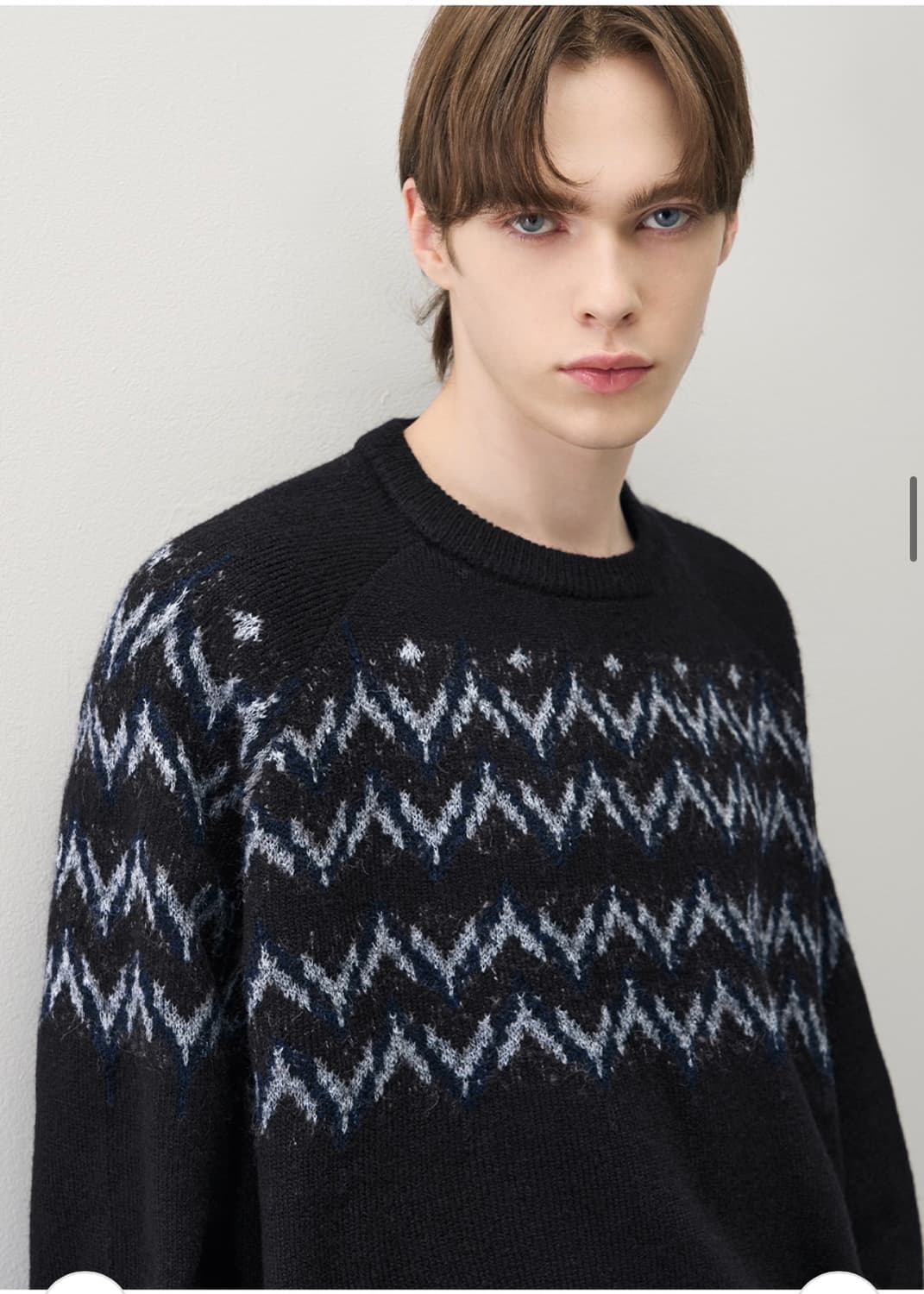 (XL) 드로우핏 울 헤어리 노르딕 크루넥 니트 BLACK 판매 상품이미지5
