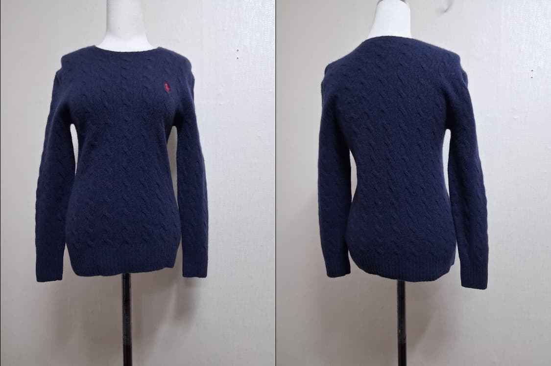 폴로랄프로렌 양모 메리노울니트 네이비 꽈배기 XS 상품이미지2