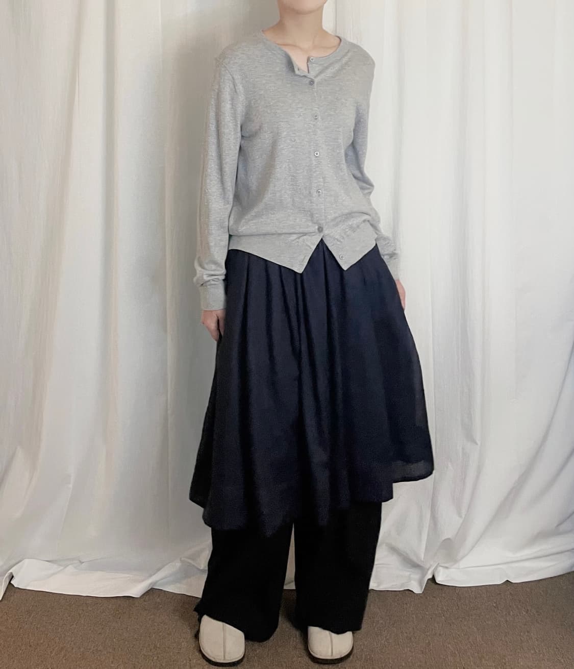 Flare Long Skirt - Dark Navy 상품이미지1