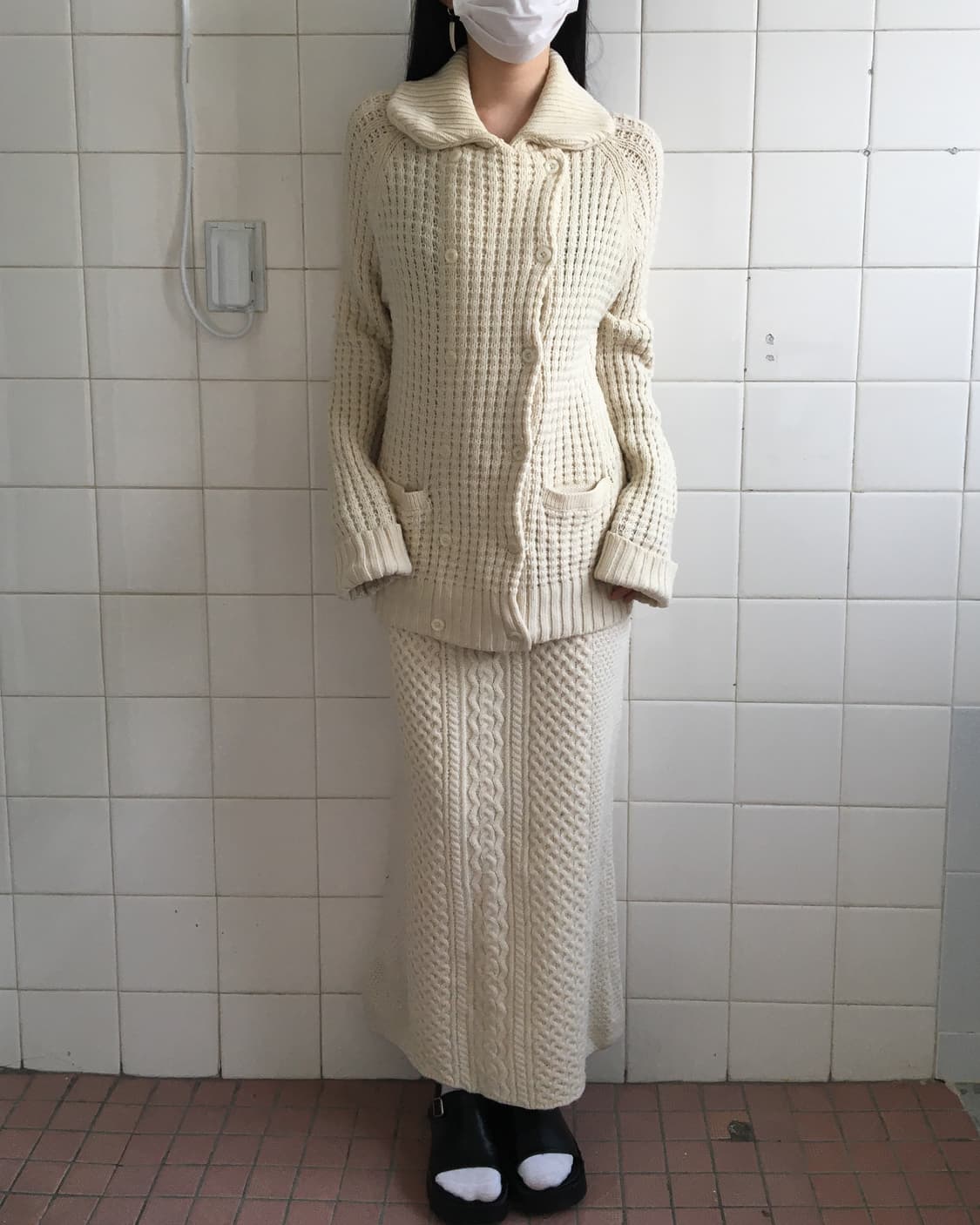 Cable pattern knit long skirt 상품이미지4