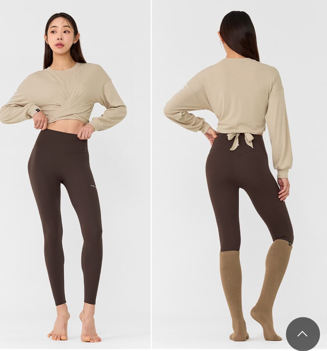 S 텍달린 새상품 젝시믹스 크롭 타이 긴팔 티셔츠 - 블랙 상품이미지3